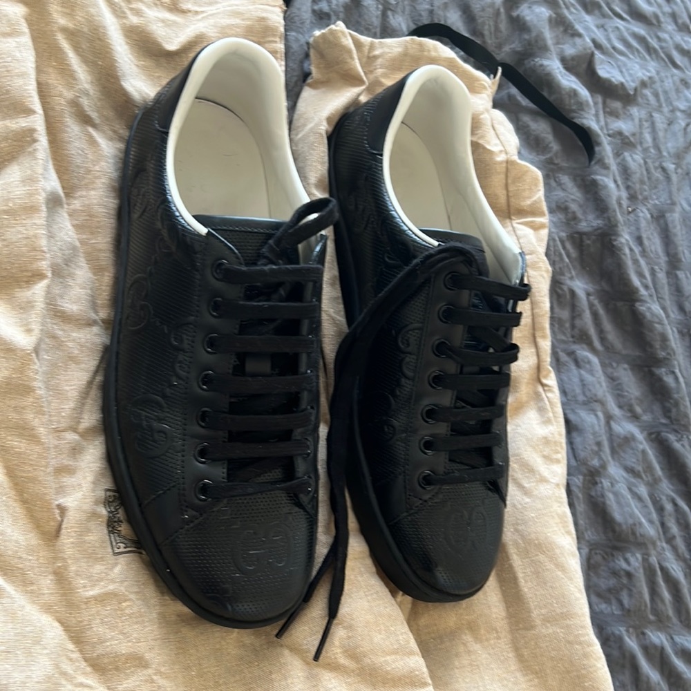 Black Gucci Ace GG Embossed 7UK/8US